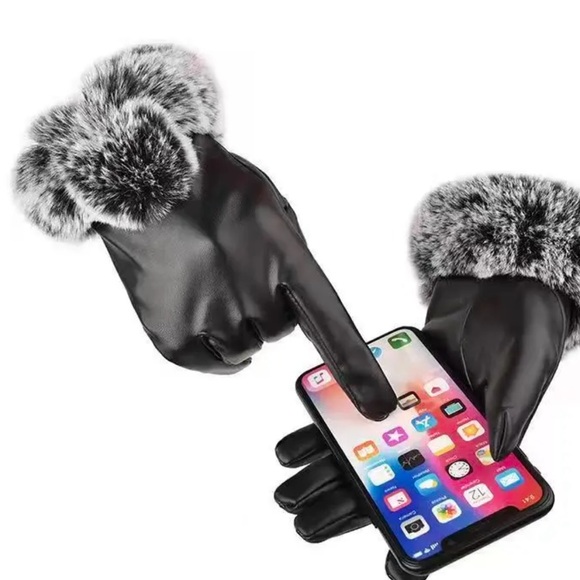 GLOVES NIP PU Leather, faux fur, fleece lined - Picture 2 of 4